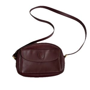 Cartier Shoulder Bag Camera Handbag Crossbody Leather Bordeaux